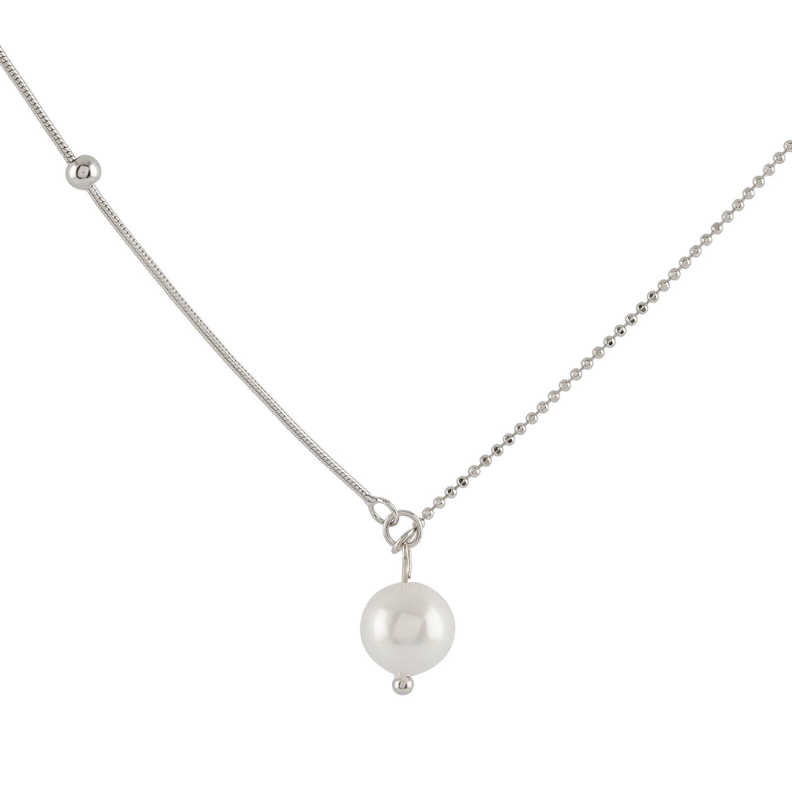 Silverhalsband med pärla 42+3 cm