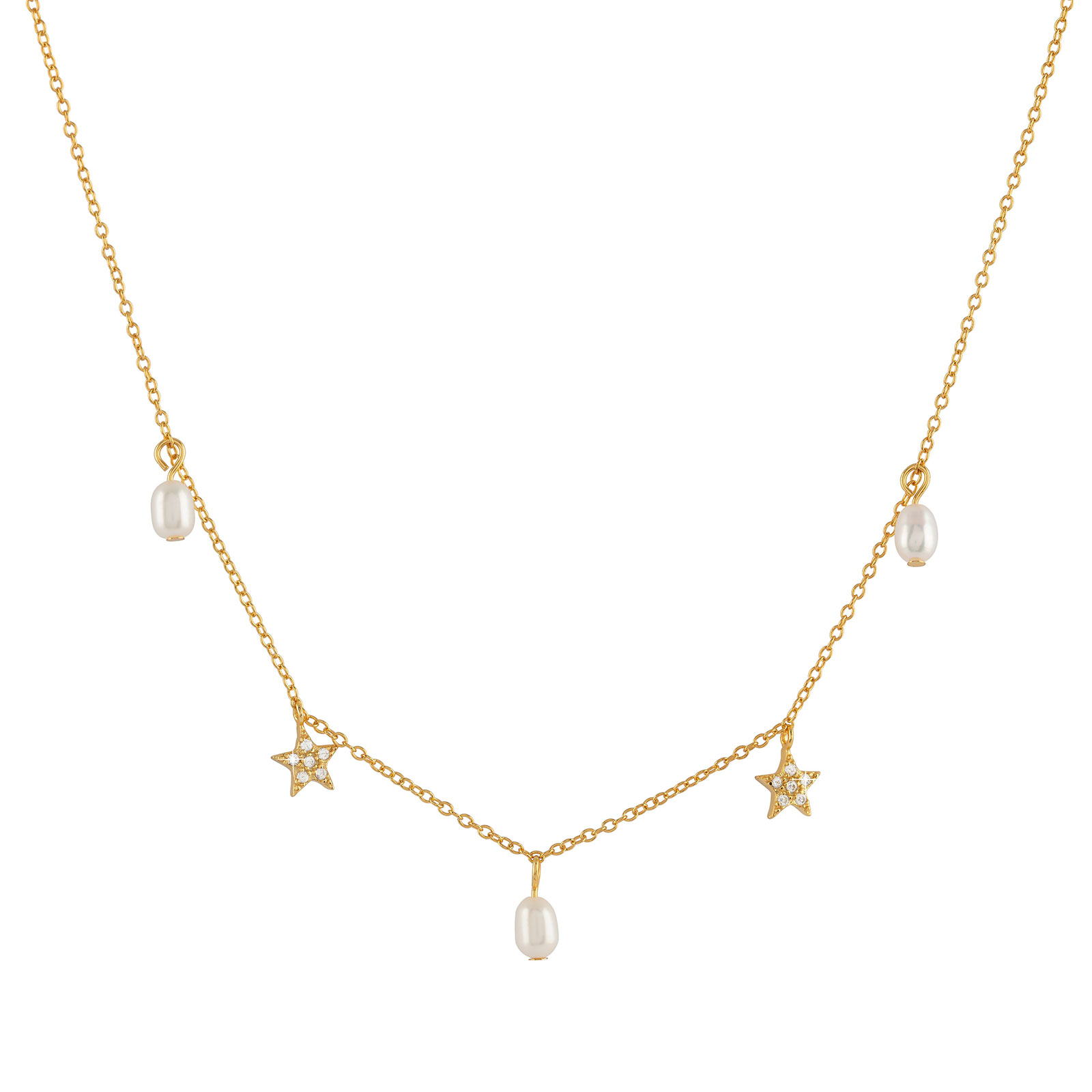 Guldpläterat silverhalsband - odlade pärlor 42+3 cm