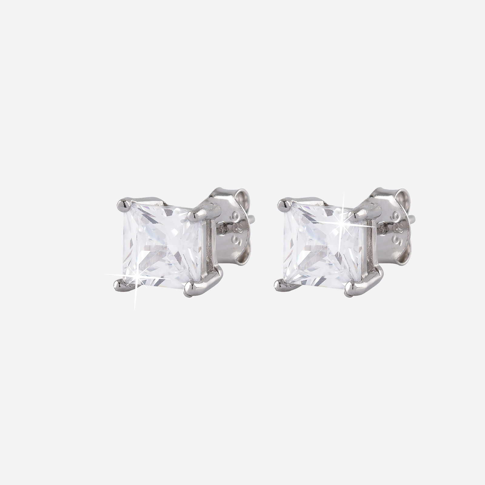Silverörhängen - kvadratisk Kubisk Zirkonia 3 mm