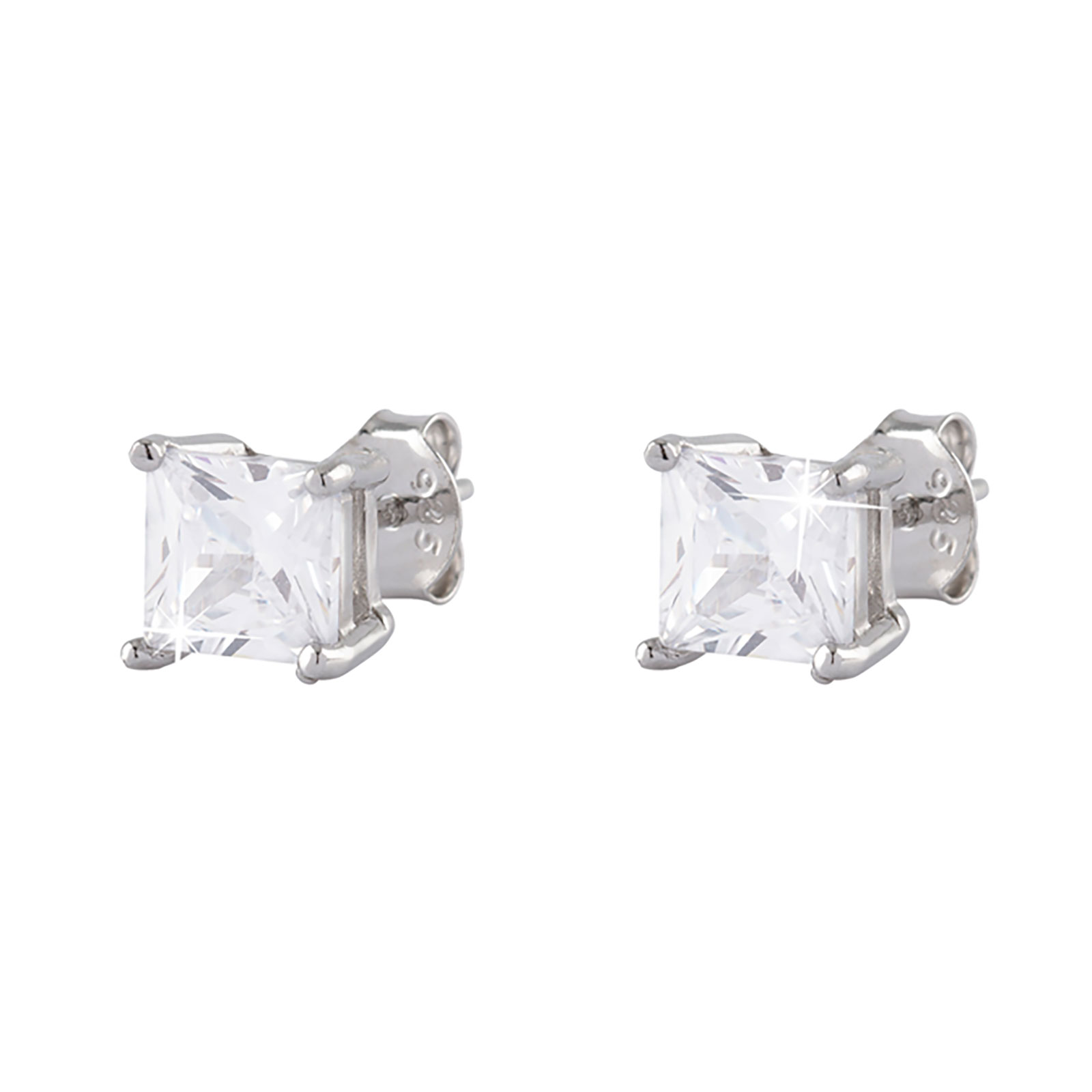 Silverörhängen - kvadratisk Kubisk Zirkonia 5 mm