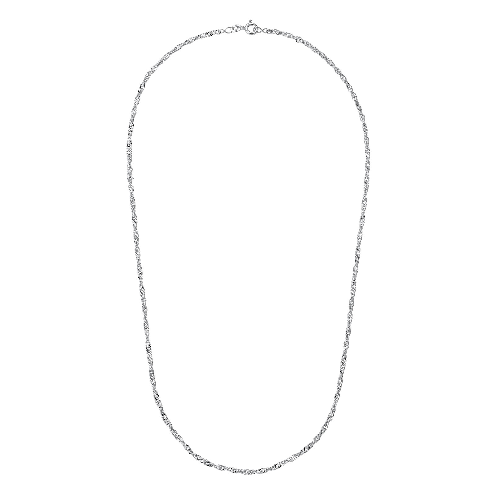 Silverhalsband, hjärta med vinge och vita stenar - 42 cm