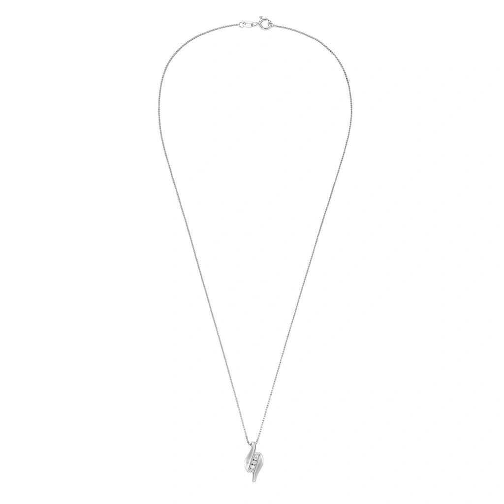 Silverhalsband, berlock med vit sten - 45 cm