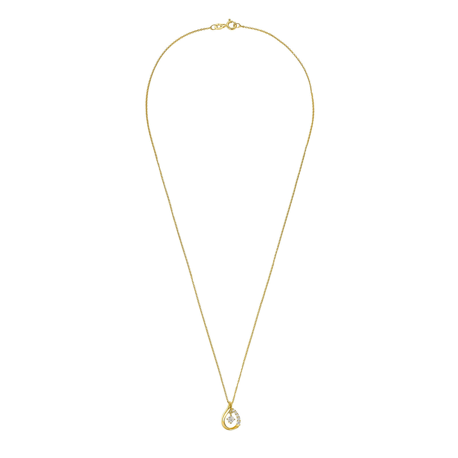 Guldpläterat silverhalsband, berlock droppe - 45 cm