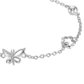 Silverarmband, länk med hjärta, fjäril och blomma – 17+2 cm