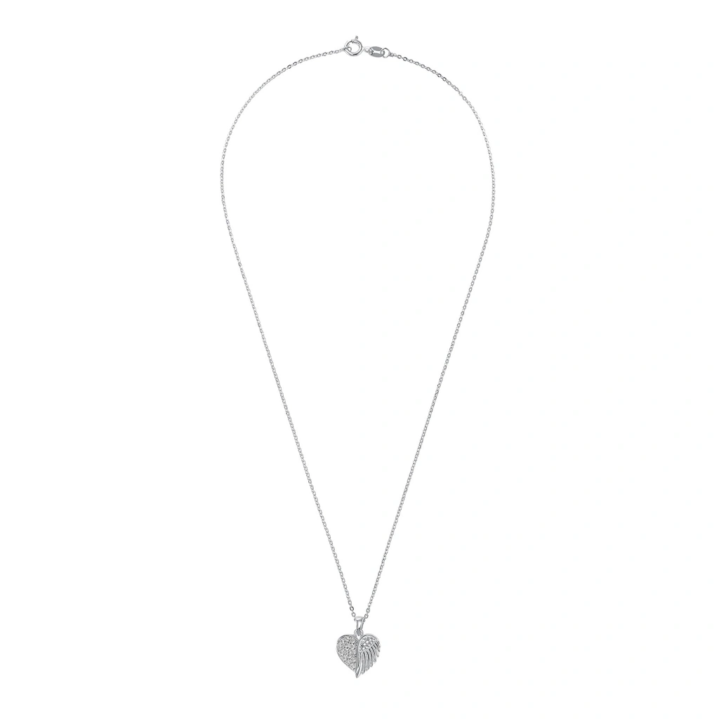 Silverhalsband - hjärta/vinge, 42 cm