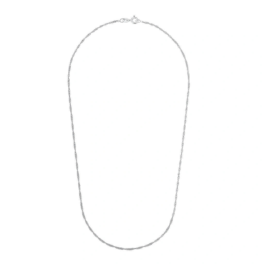 Silverhalsband, hängande droppe med vita stenar - 42 cm