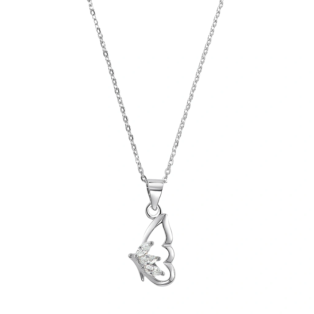 Silverhalsband, berlock vinge - 42 cm