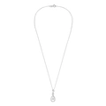 Silverhalsband, droppe med vit sten - 45 cm
