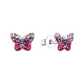 Silverörhängen barn - rosa fjärilar, 6 mm