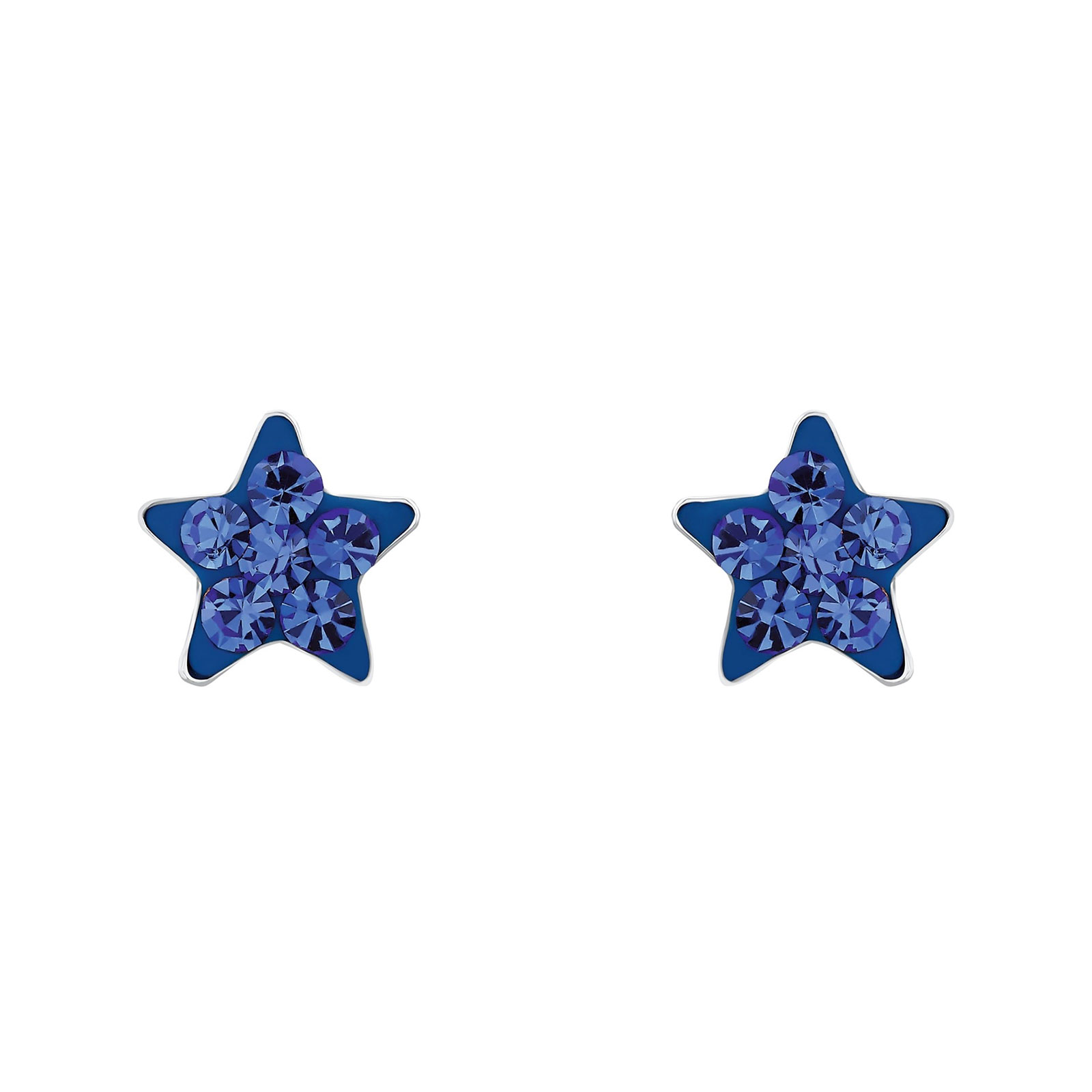 Silverörhängen barn - blå stjärnor, 6 mm