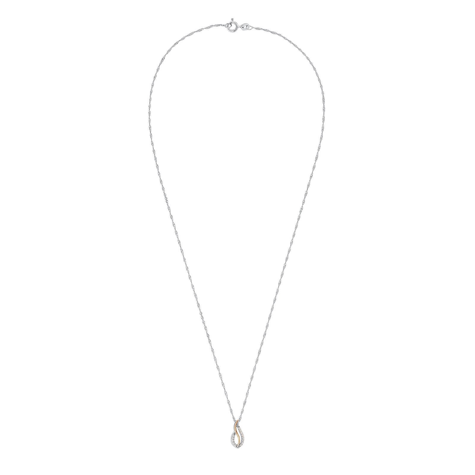 Silverhalsband - Singapore & bicolor droppe, 45 cm
