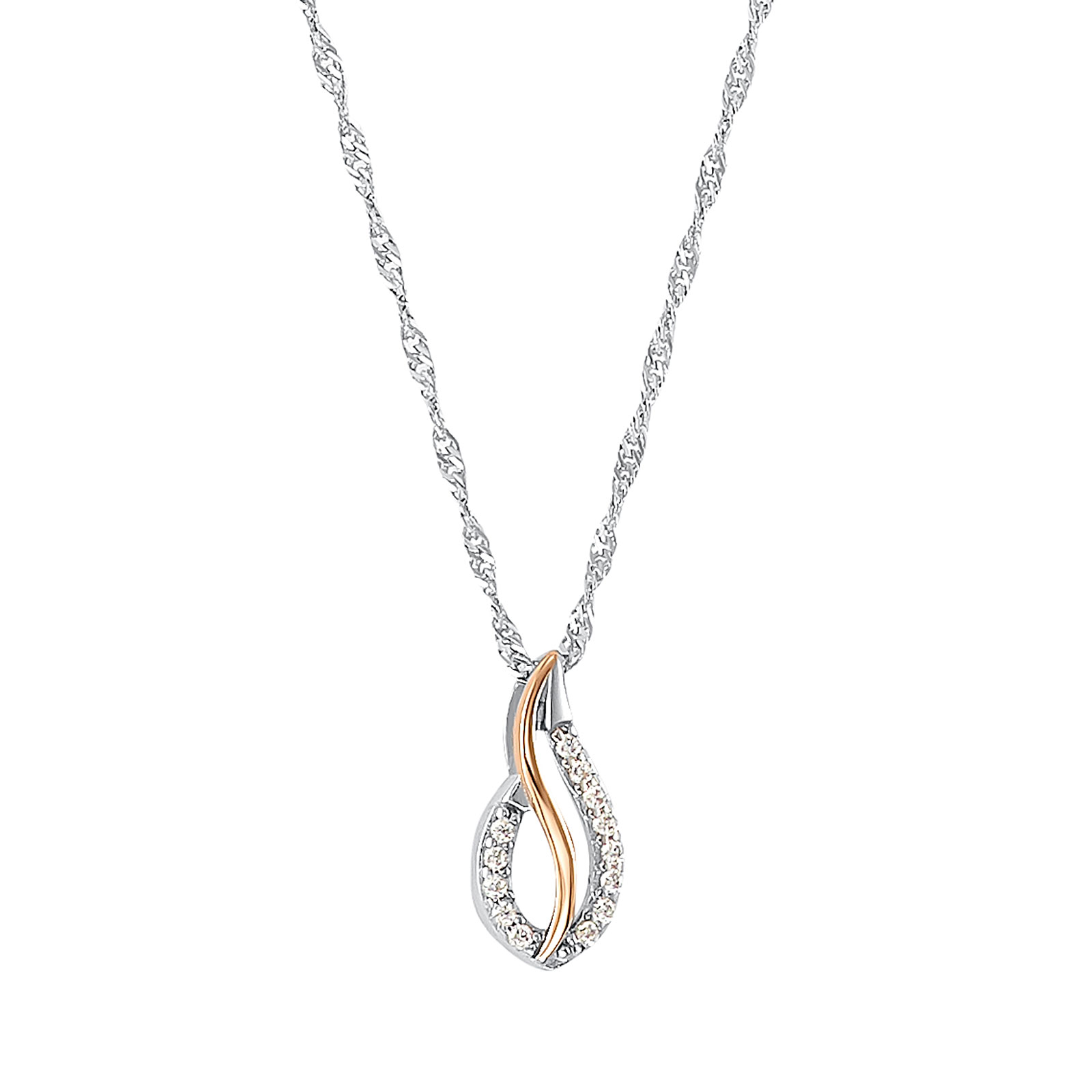 Silverhalsband - Singapore & bicolor droppe, 45 cm