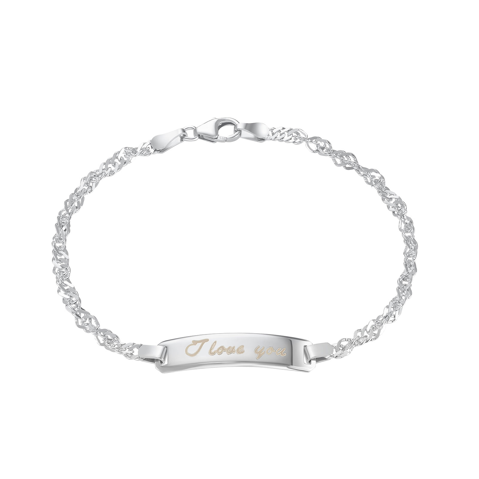 Silverarmband - bricka med text, 18 cm