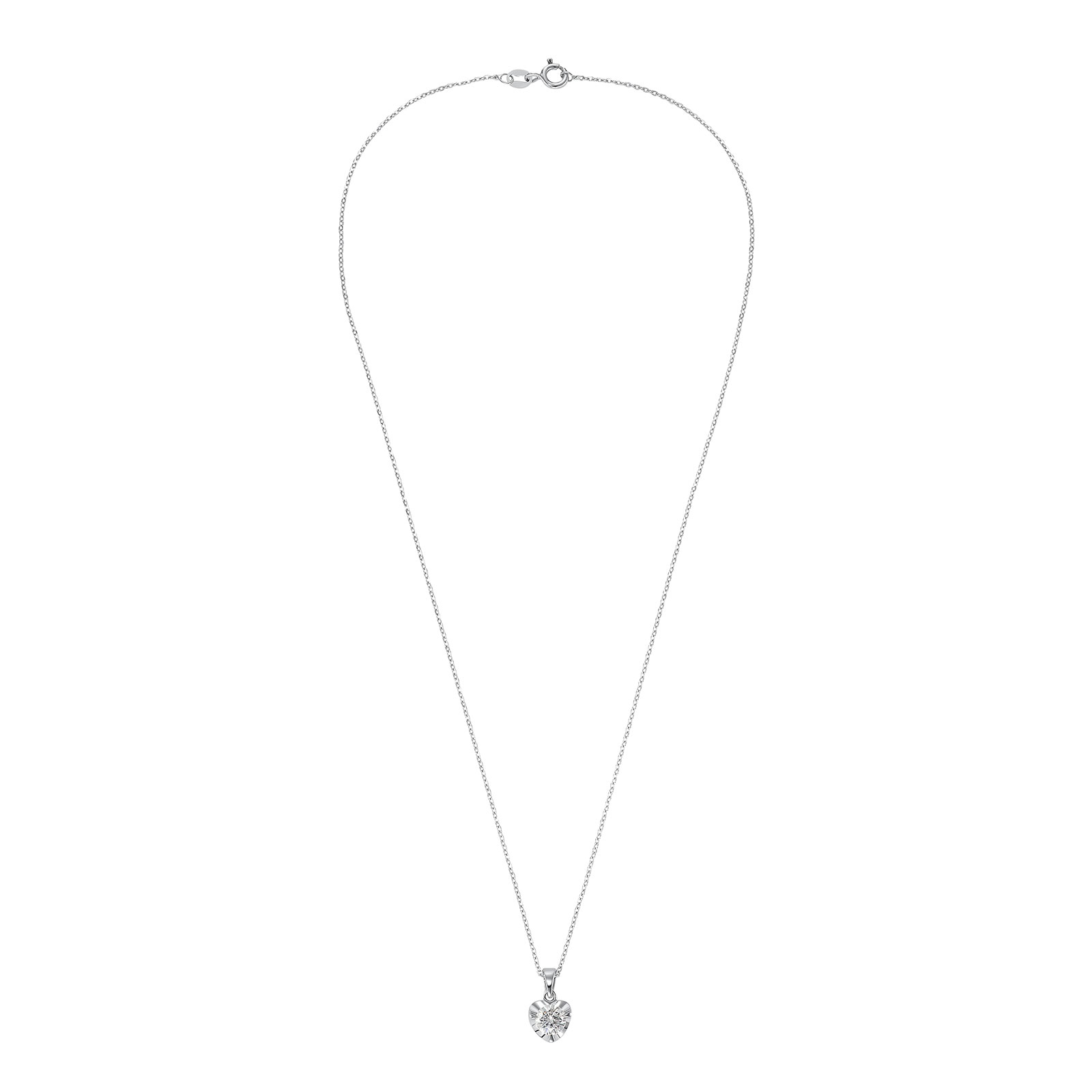 Silverhalsband - hjärta & Kubisk Zirkonia, 45 cm