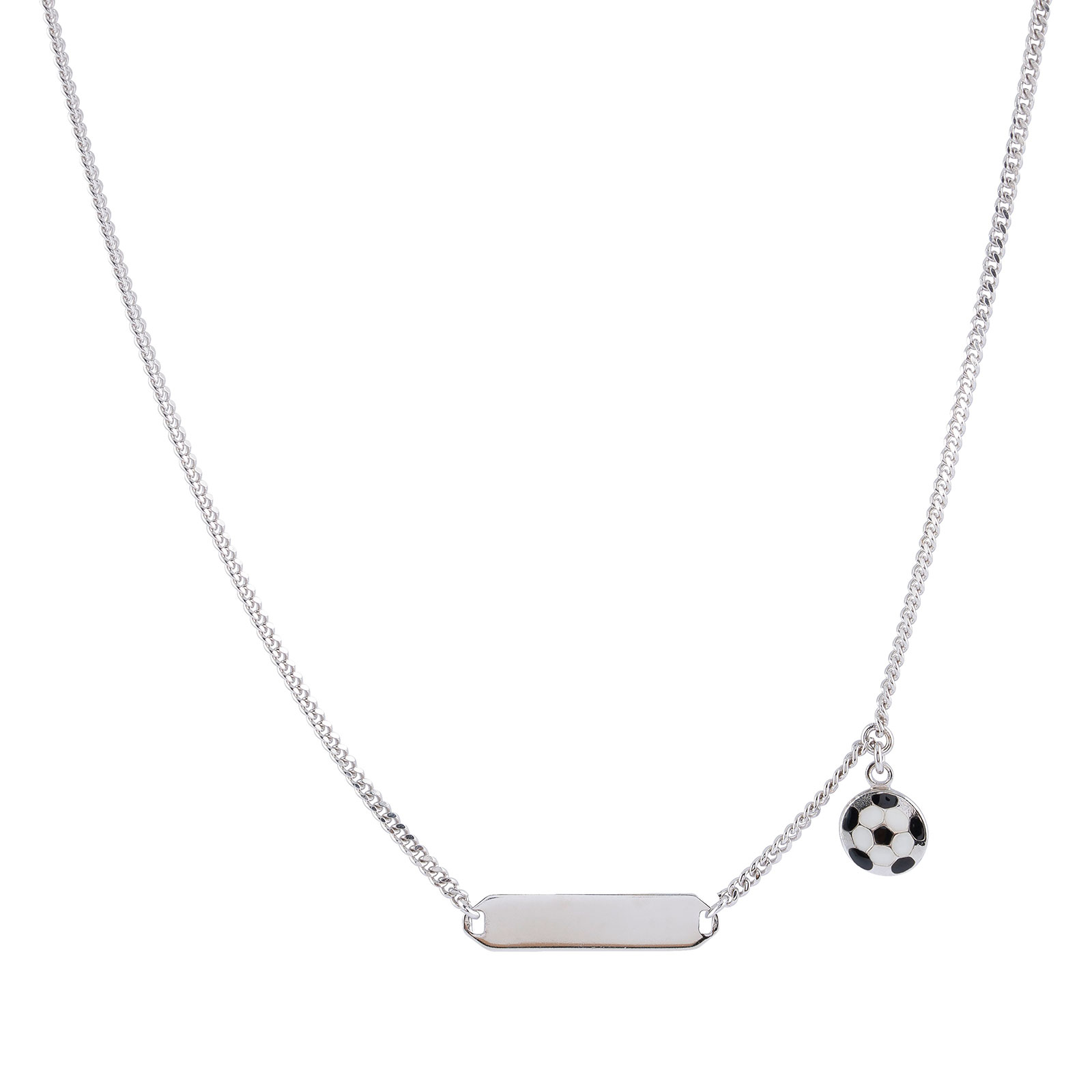 Silverhalsband för barn - bricka & fotboll, , 36+2 cm