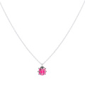 Silverhalsband för barn - rosa nyckelpiga, 36+2 cm
