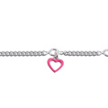 Silverarmband för barn - bricka & rosa hjärta, 15+3 cm