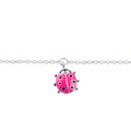 Silverarmband för barn - bricka & rosa nyckelpiga, 15+3 cm