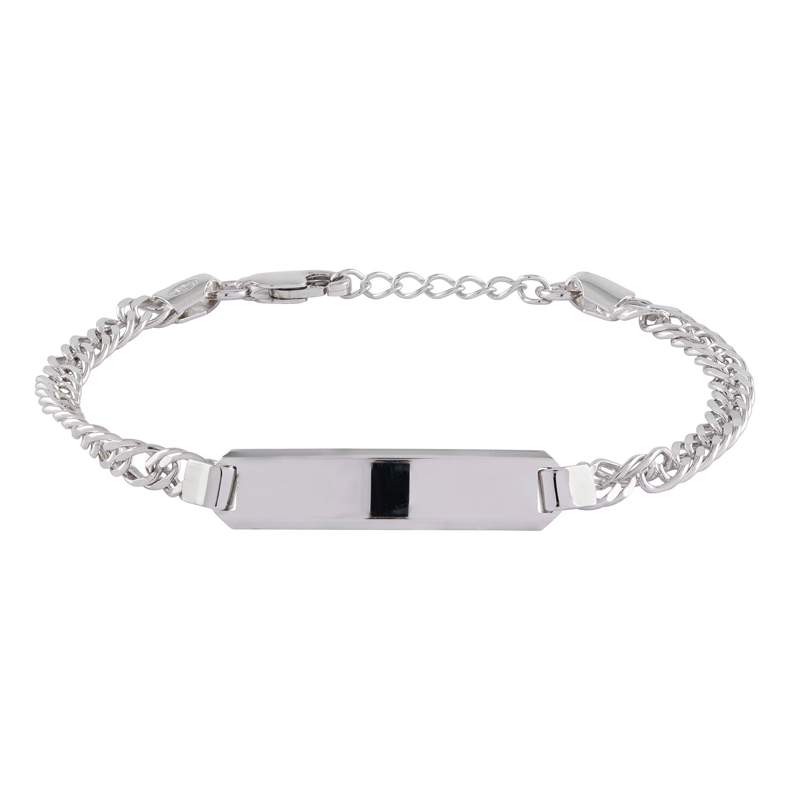 Armband barn äkta silver - bricka, tät pansar, 15+2 cm