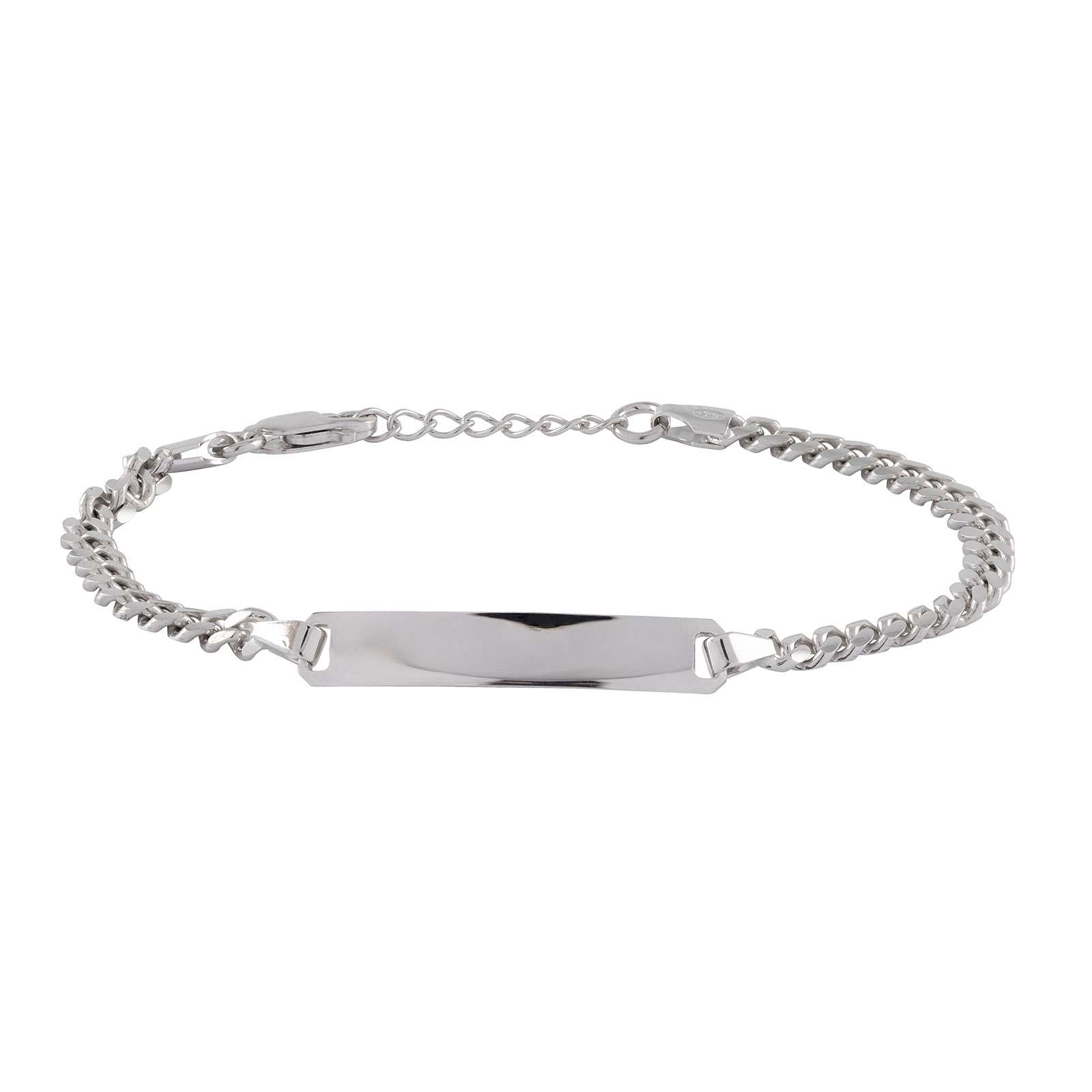 Armband barn äkta silver - pansarlänk & bricka, 15+2 cm