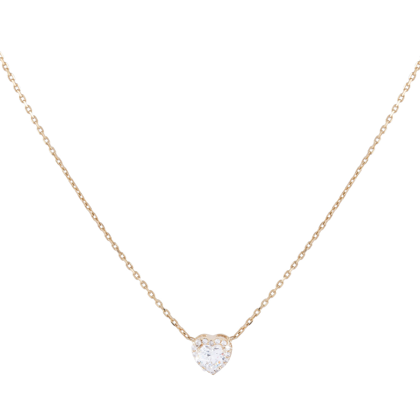 Halsband 18 k guld, hjärtformad berlock - 45 cm