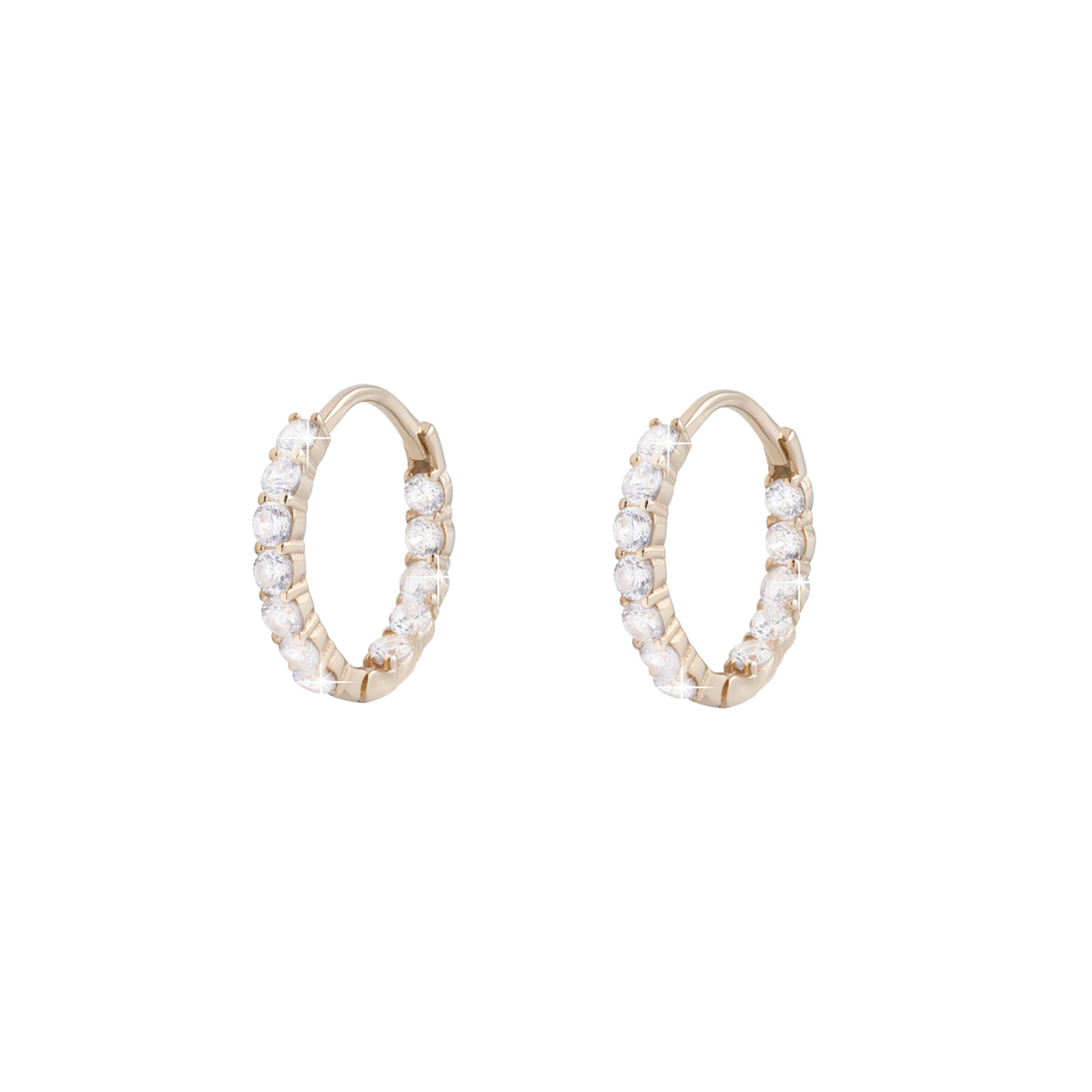 Örhängen 18k guld, glittriga hoops - 11 mm