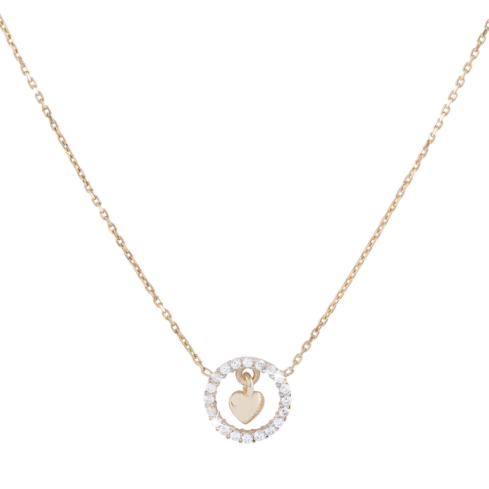 Halsband 18 k guld, cirkel & hjärta - 45 cm