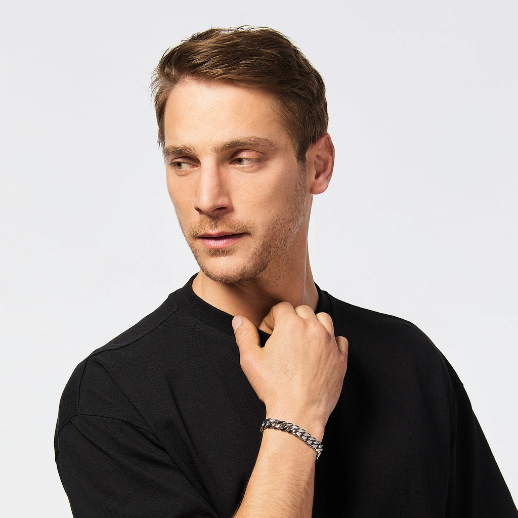 Stålarmband herr -  pansar, 10 mm, 19 cm