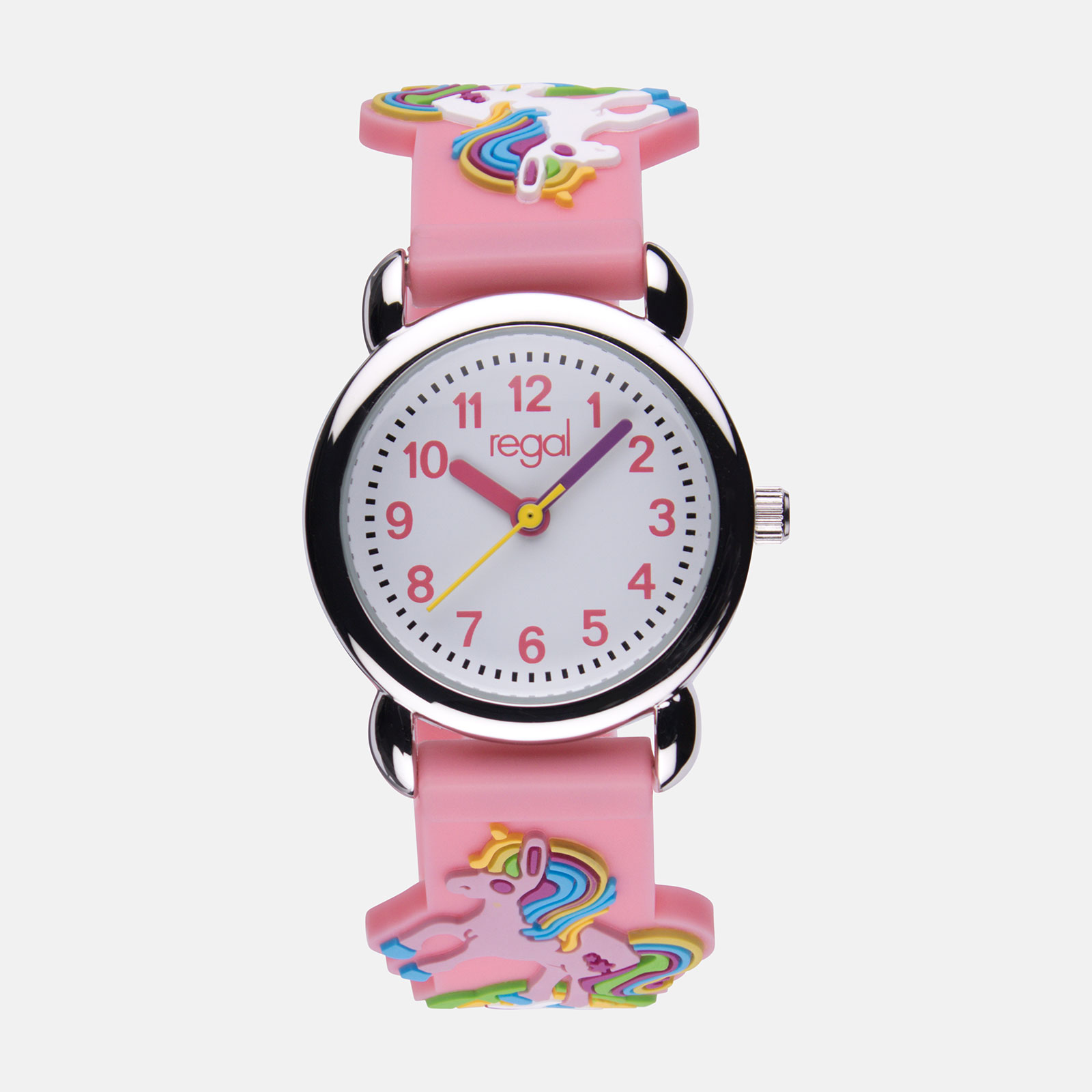 Barnklocka med figurband - enhörningar rosa