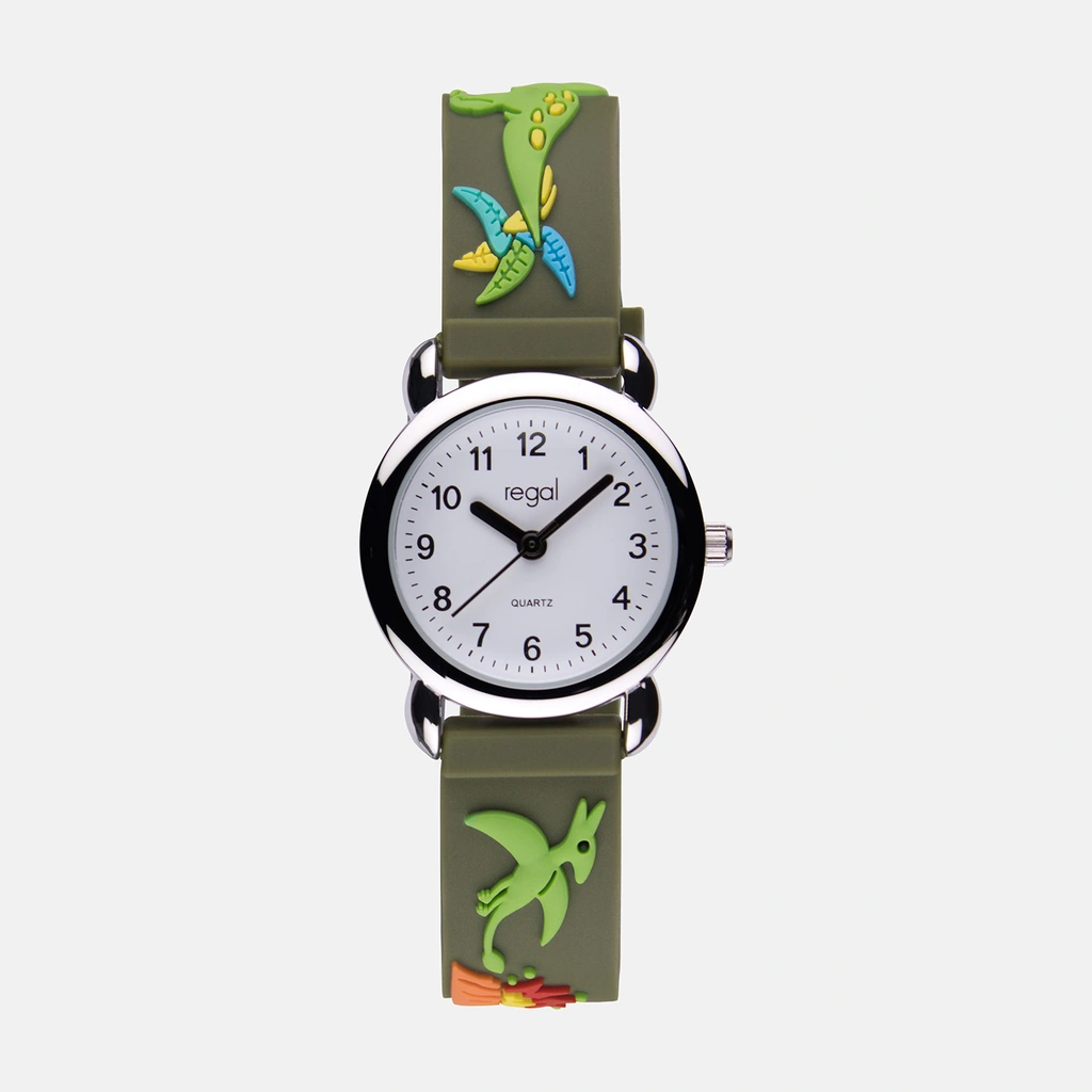 Barnklocka med figurband - dinosaurier