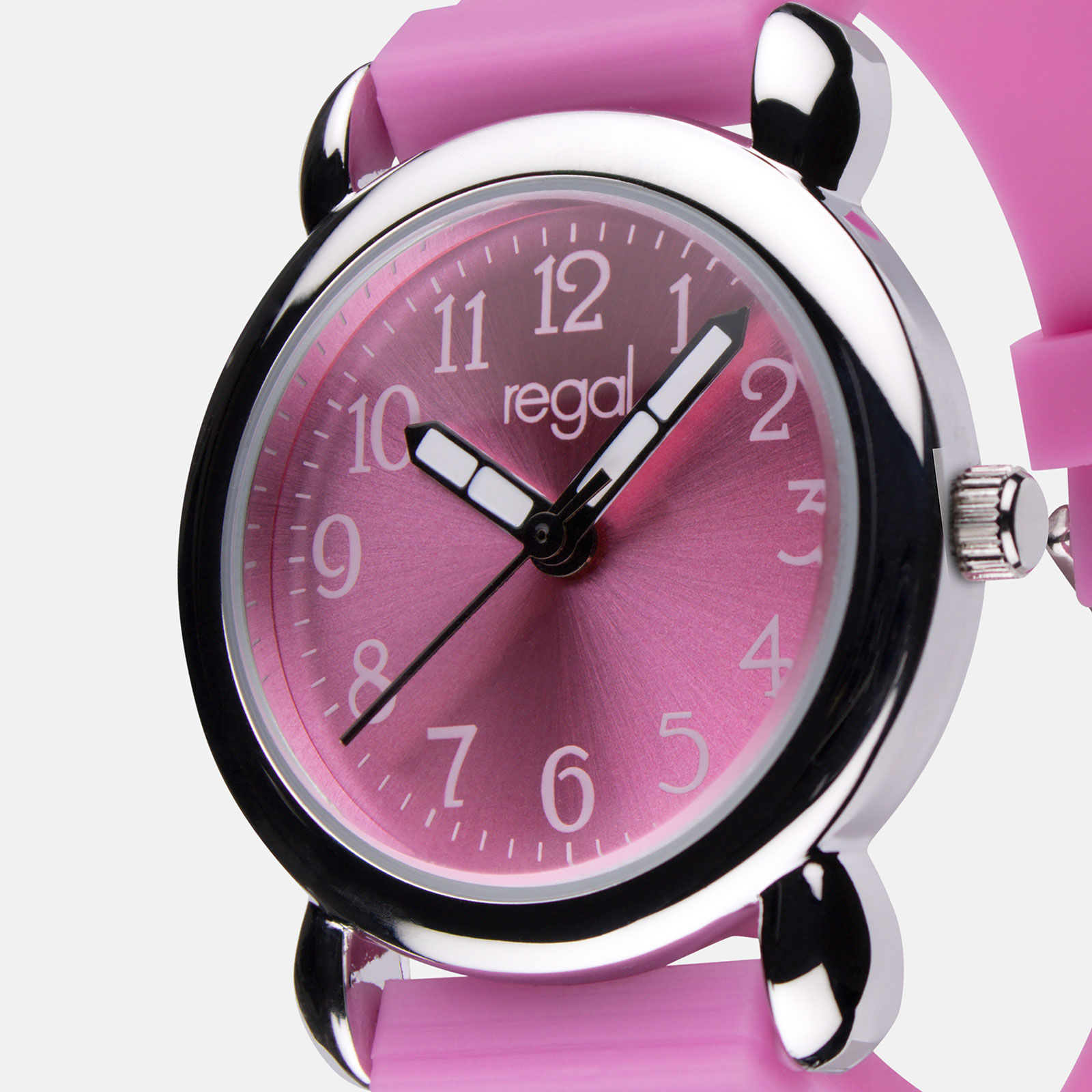 Regal barnklocka - rosa gummiband,  hästar, 27 mm