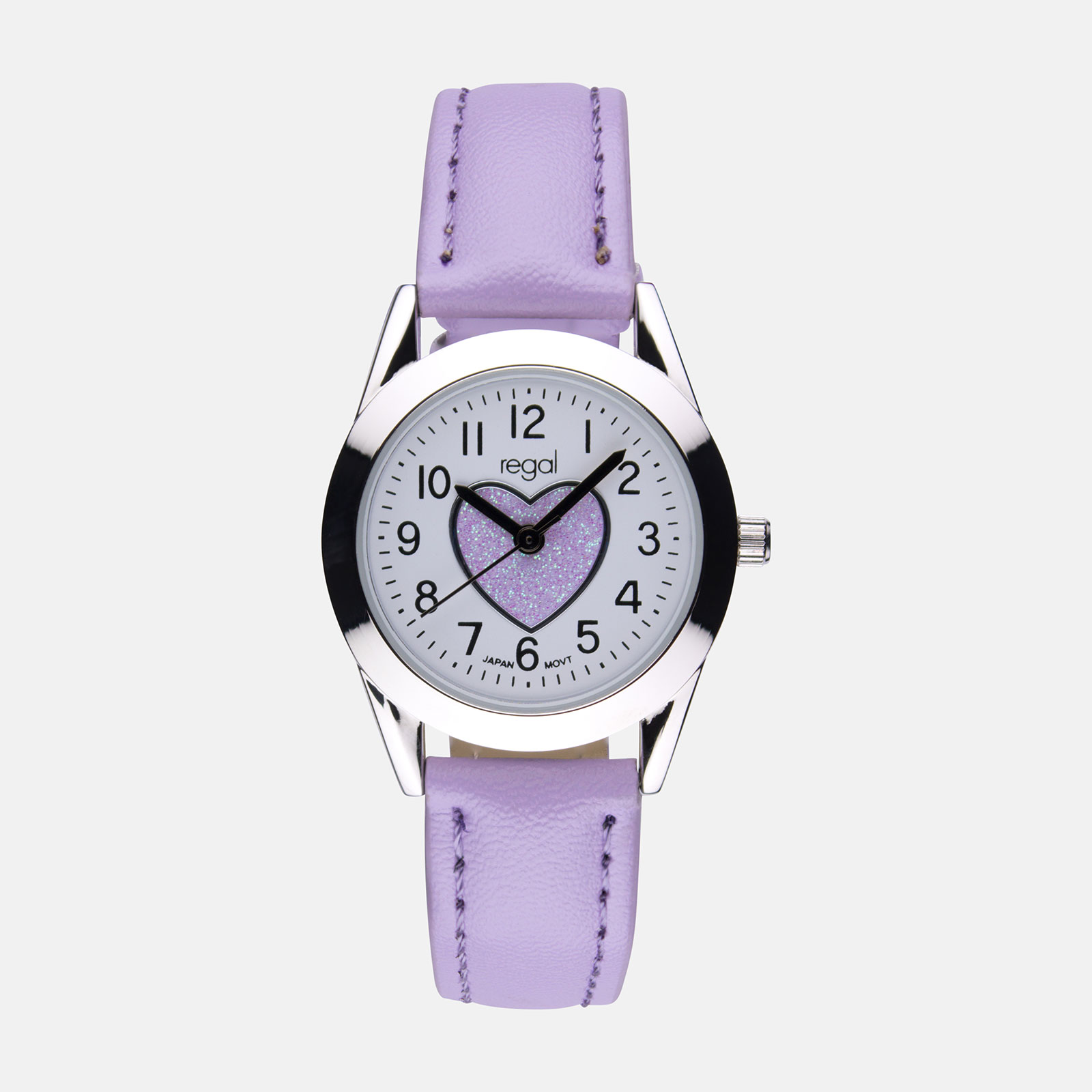 Regal barnklocka & smyckeskrin - silver/lila, 27 mm