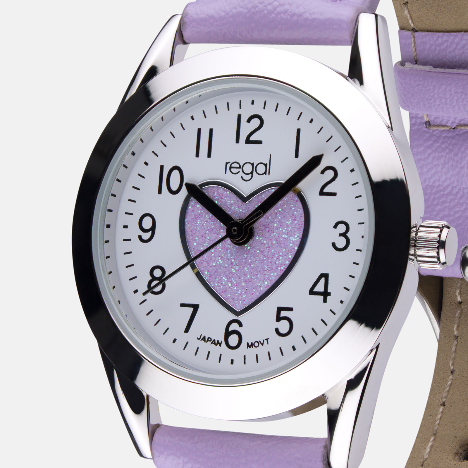 Regal barnklocka & smyckeskrin - silver/lila, 27 mm