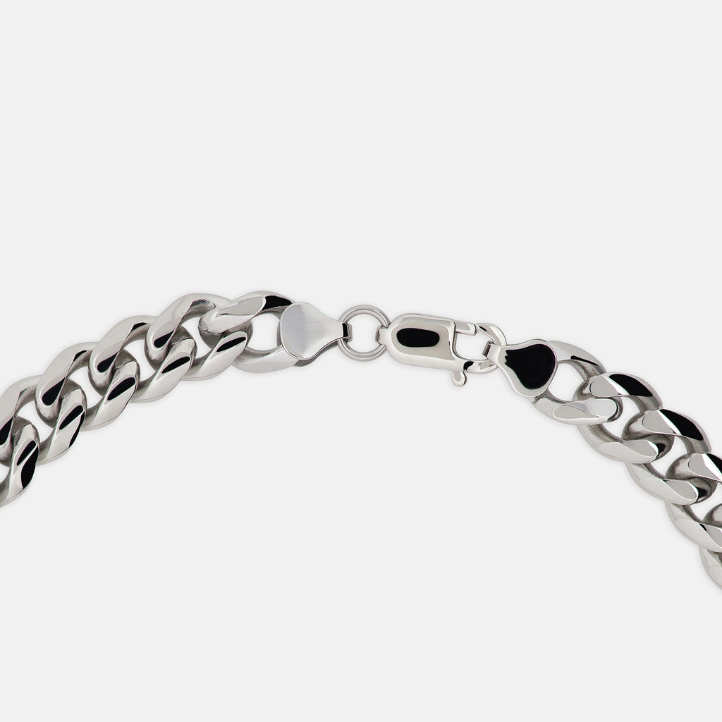 Stålhalsband herr - pansarlänk, 10mm, 55 cm