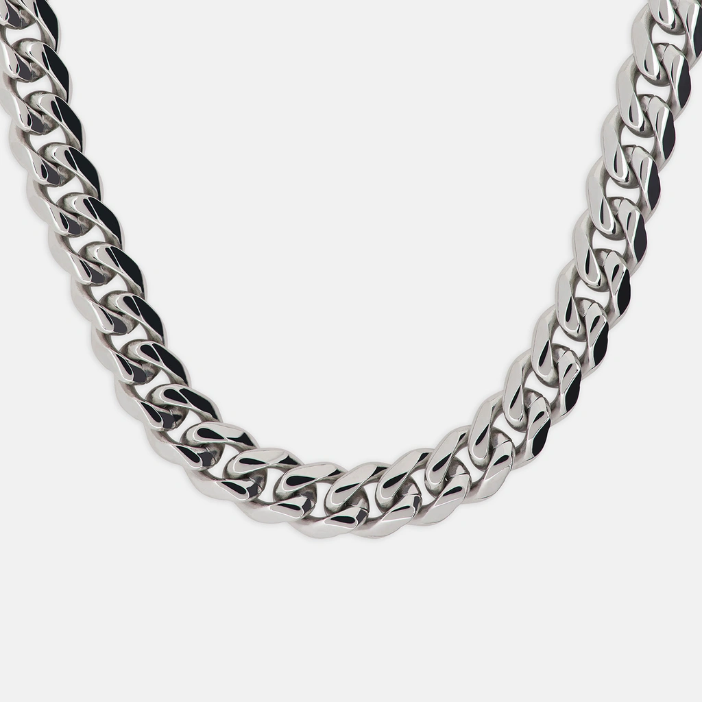 Stålhalsband herr - pansarlänk, 10mm, 55 cm