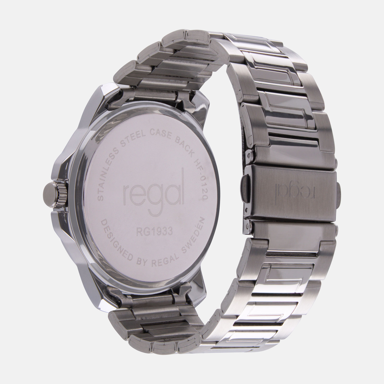 Regal klockset herr -  metallband, silverton/vit, 45mm