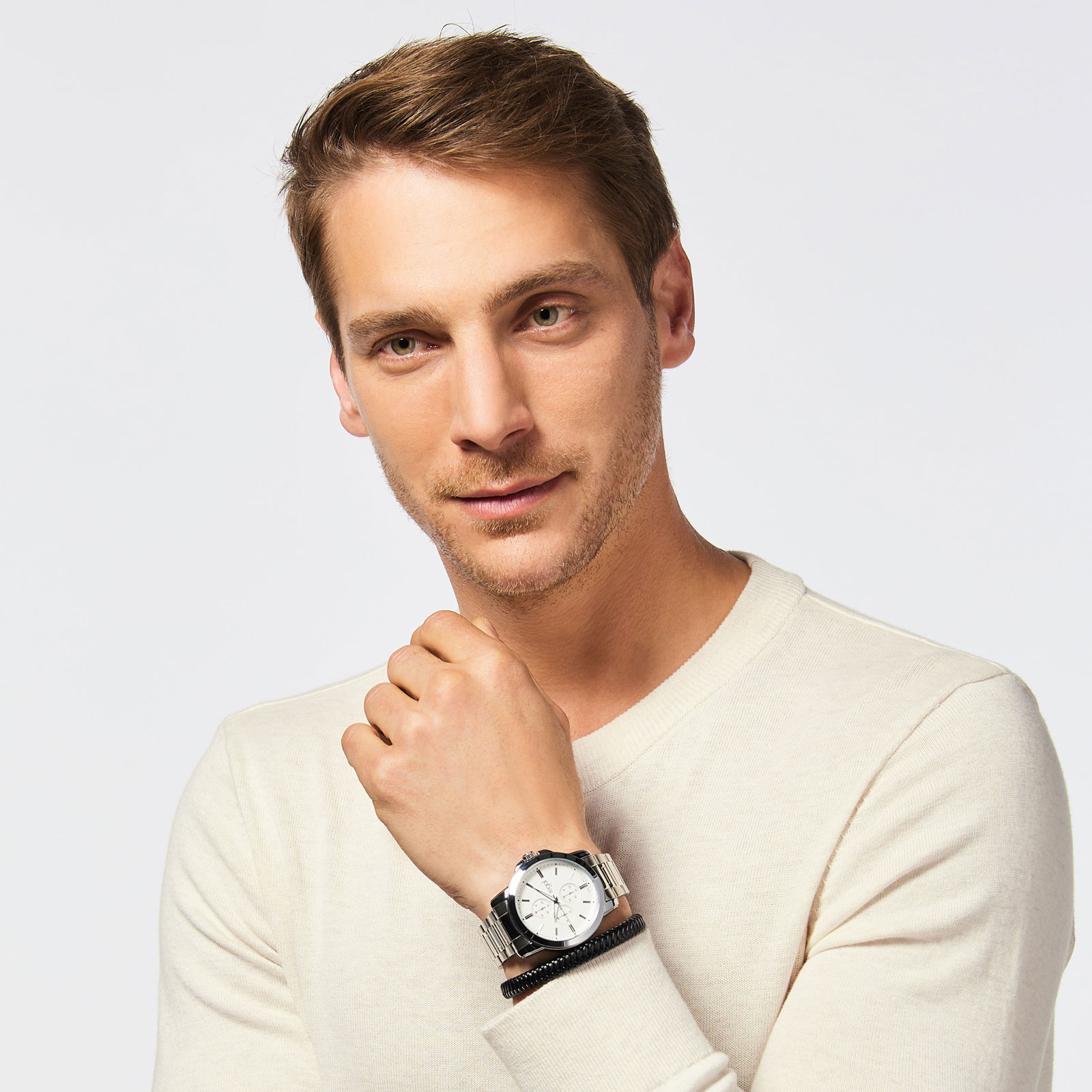 Regal klockset herr -  metallband, silverton/vit, 45mm