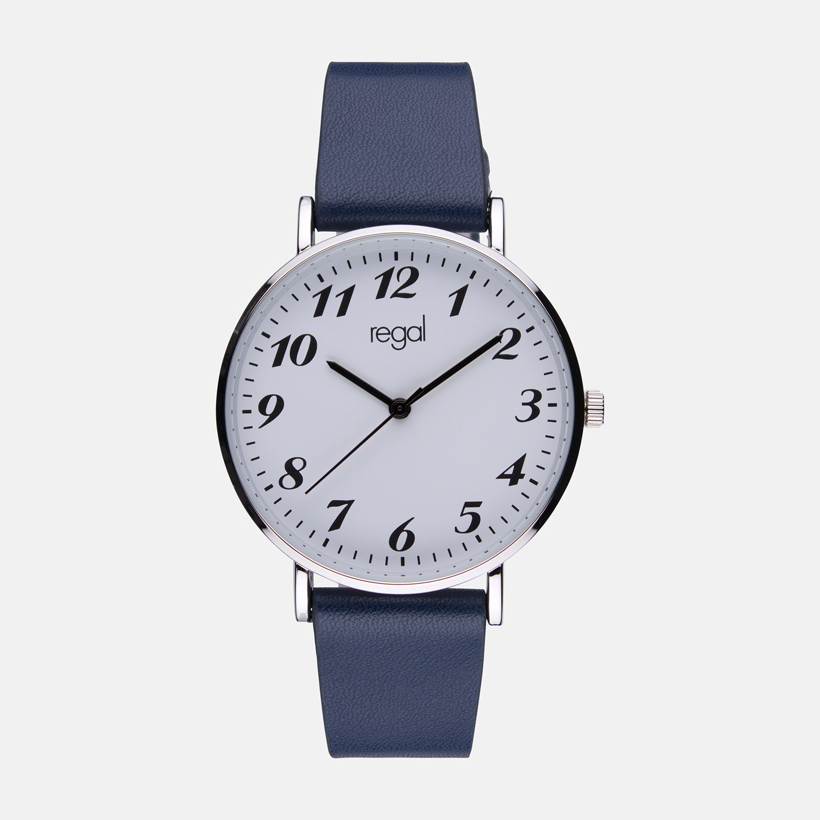 Regal damklocka - blått band, silverton/vit, 38mm