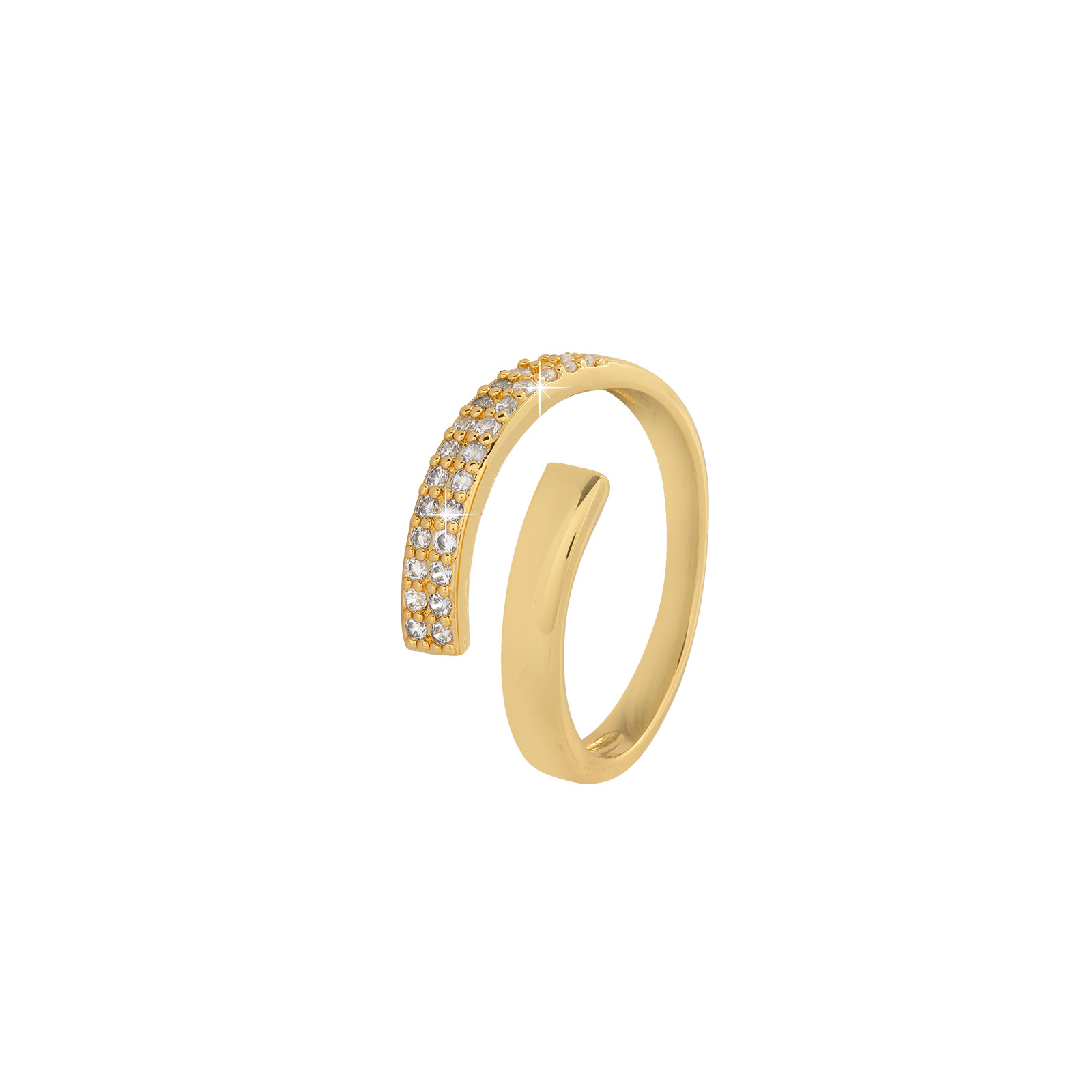 Gulpläterad ring med Kubisk Zirkonia - Wrap