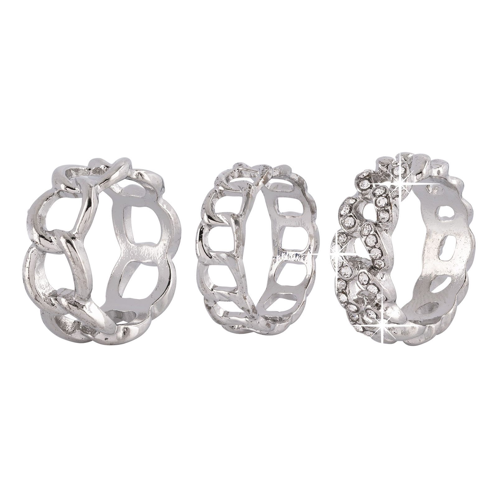 3-pack kedjeringar - silverfärg