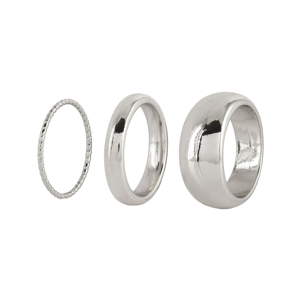 3-pack silverfärgade ringar - olika tjocklekar