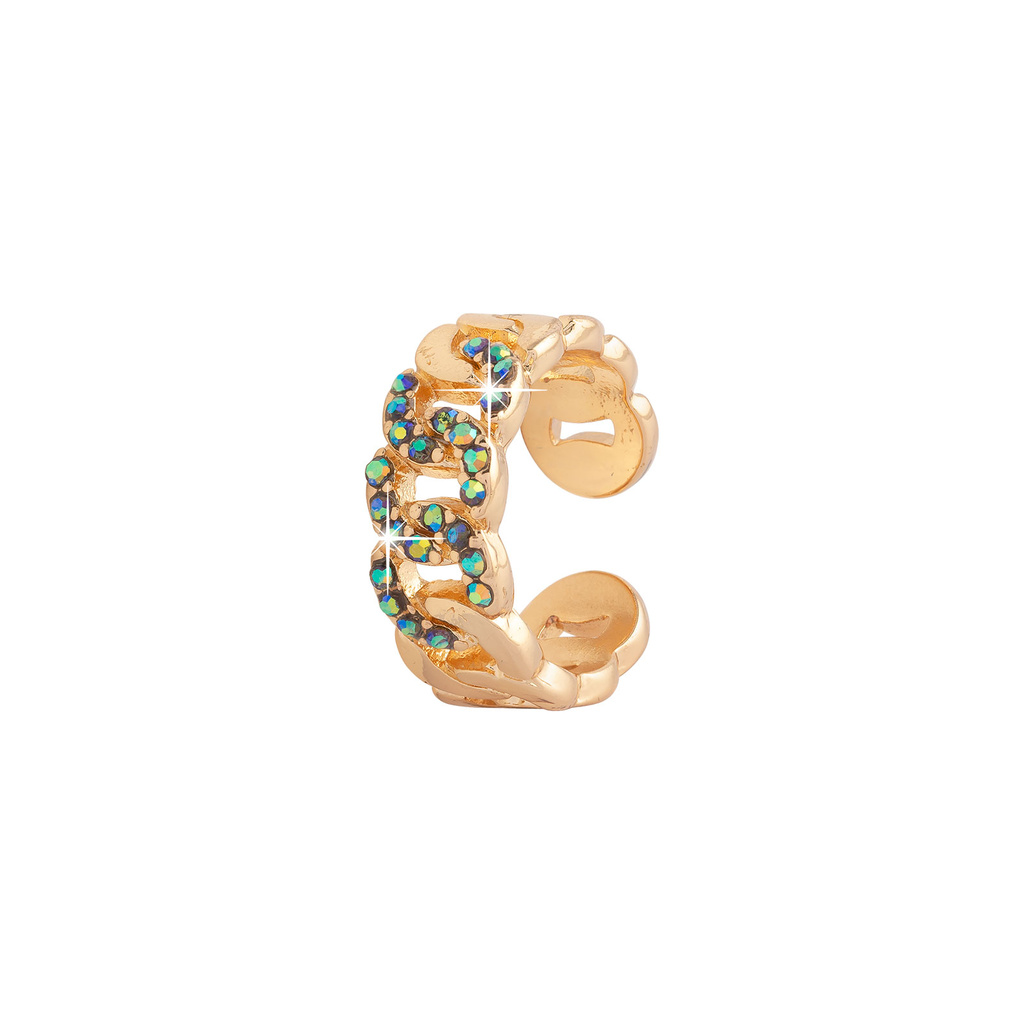 Guldfärgad ring kedja med stenar - onesize