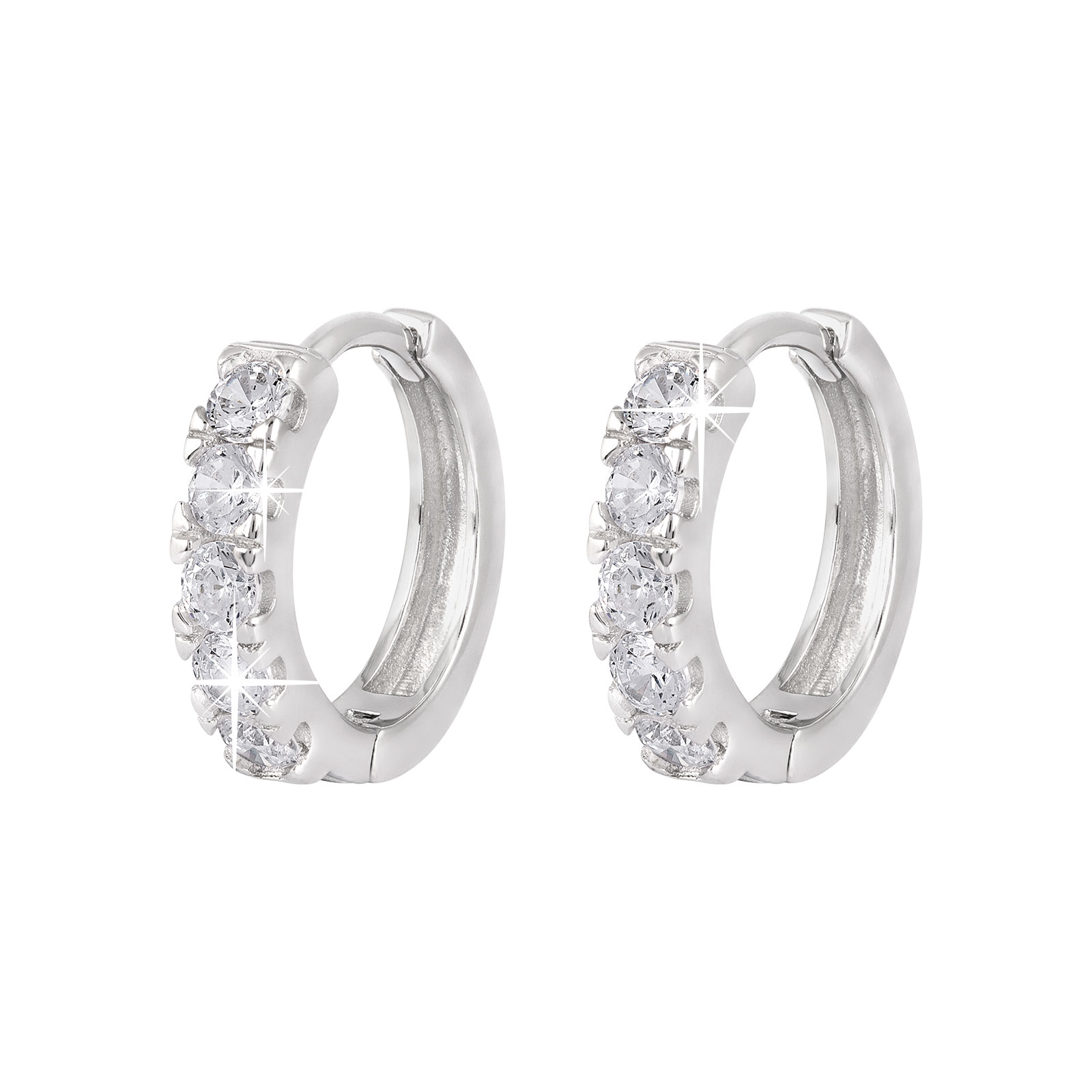 Örhängen i äkta silver - hoops med stenar 14 mm