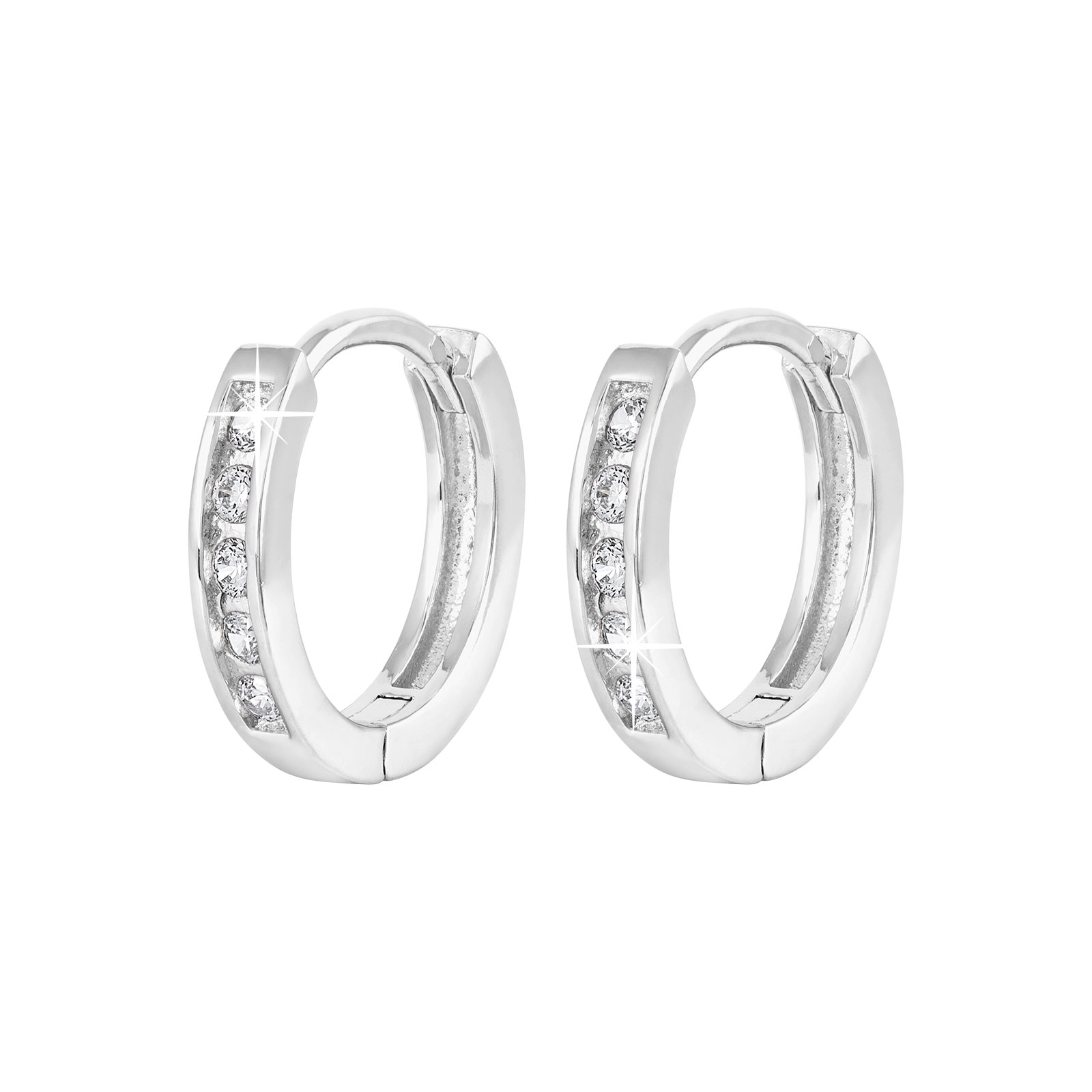Örhängen i äkta silver - hoops med stenar 15 mm