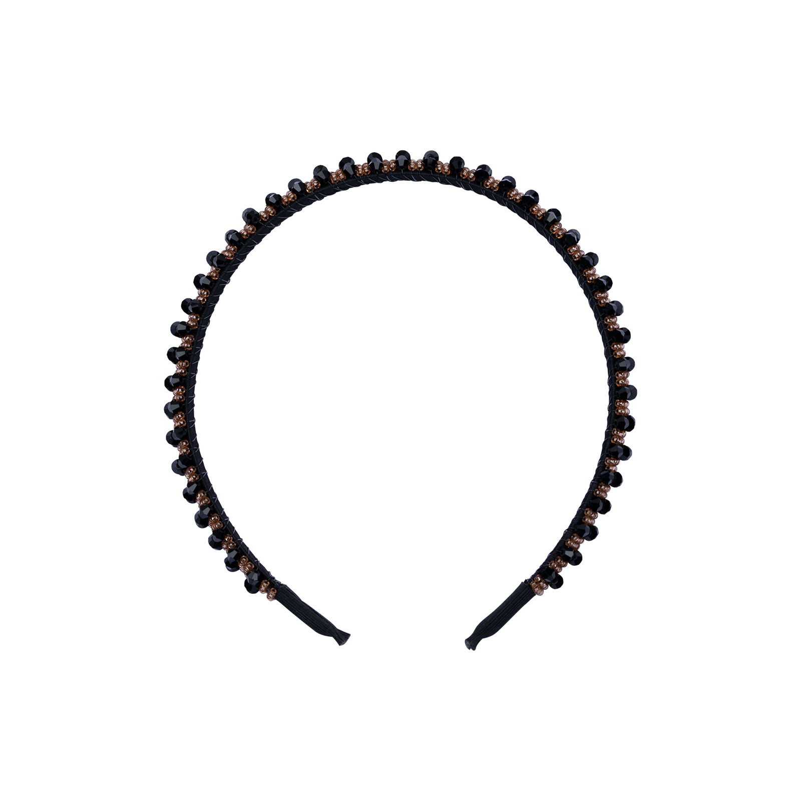 Svart diadem, facetterade plaspärlor - 13 mm