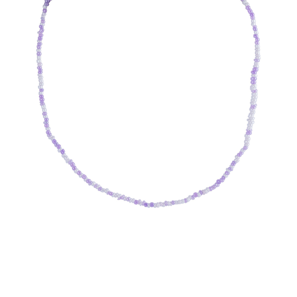Halsband, lila pärlor - 42 cm