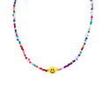 Halsband, multifärgade pärlor & smiley - 42 cm