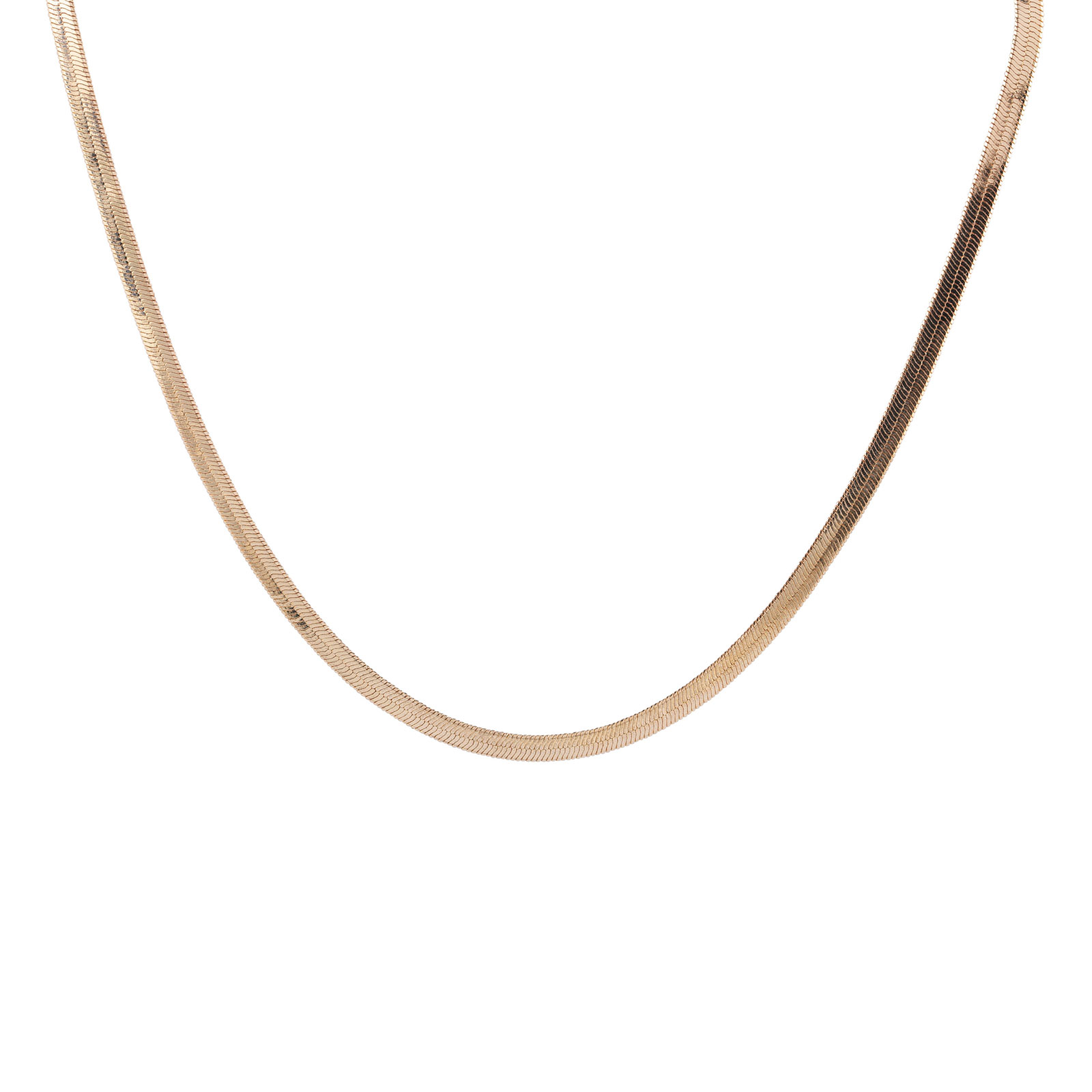 Guldfärgat halsband - platt ormkedja, 43 cm