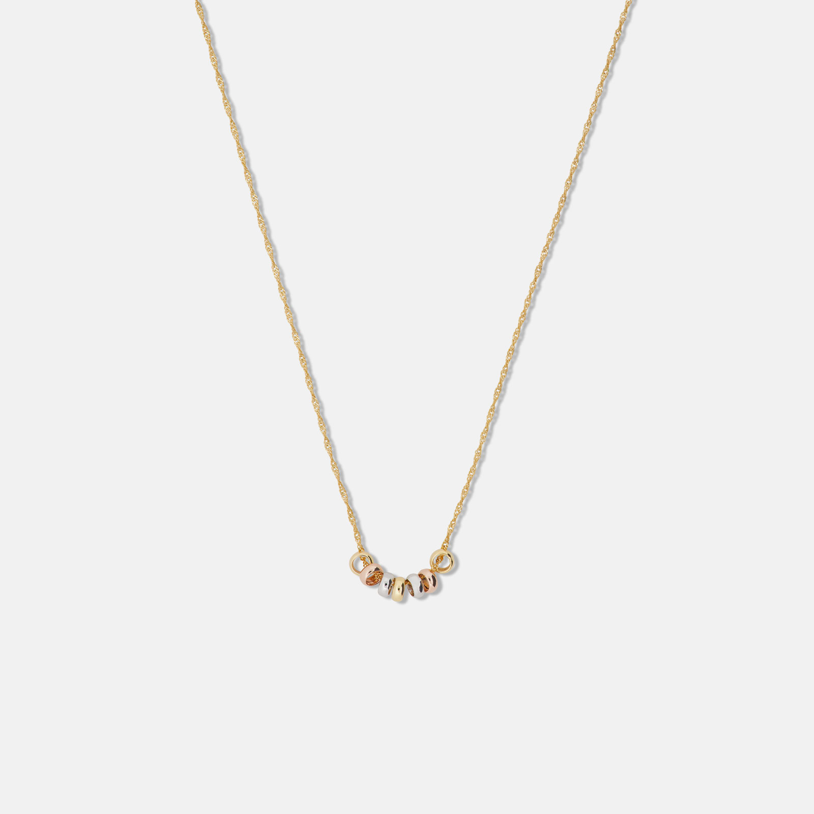 Halsband 9k guld - berlocker tricolor - 41 cm