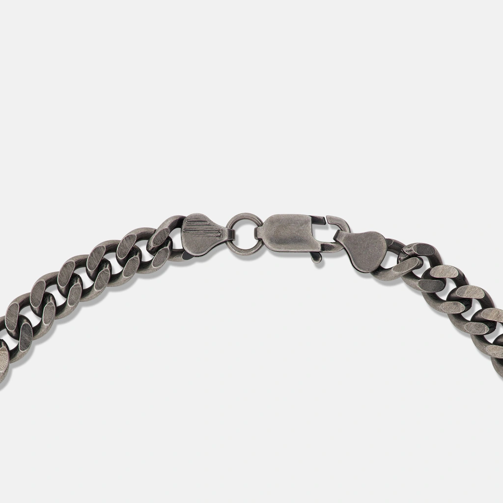 Stålhalsband herr - grå pansarlänk, 60 cm